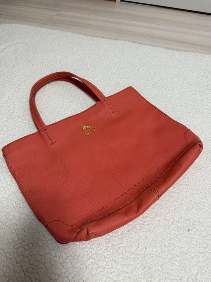 Burberry Blue Label Orange Leather Tote Bag Gold Logo Handbag Shoulder Bag New thumbnail 24