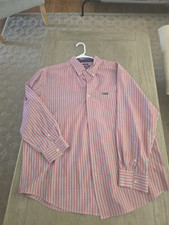 Chaps Easy Care Regular Fit XL Red/White/Blue Striped Dress Shirt