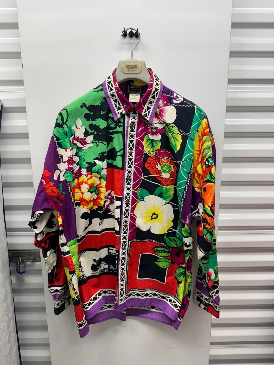Vintage Gianni Versace Jeans Couture Shirt Large 90s Floral
