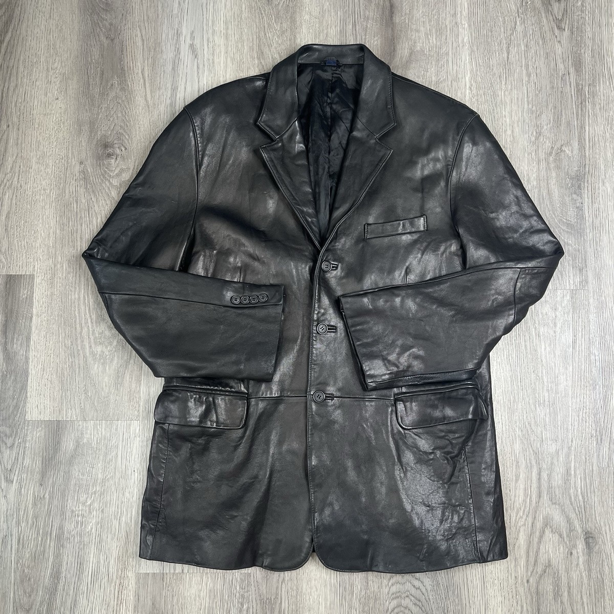 Vintage 90s Ralph Lauren 42R Lambskin Lamb Leather Blazer Jacket 