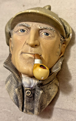 VINTAGE BOSSONS SHERLOCK HOLMES CHALKWARE HEAD WALL ORNAMENT