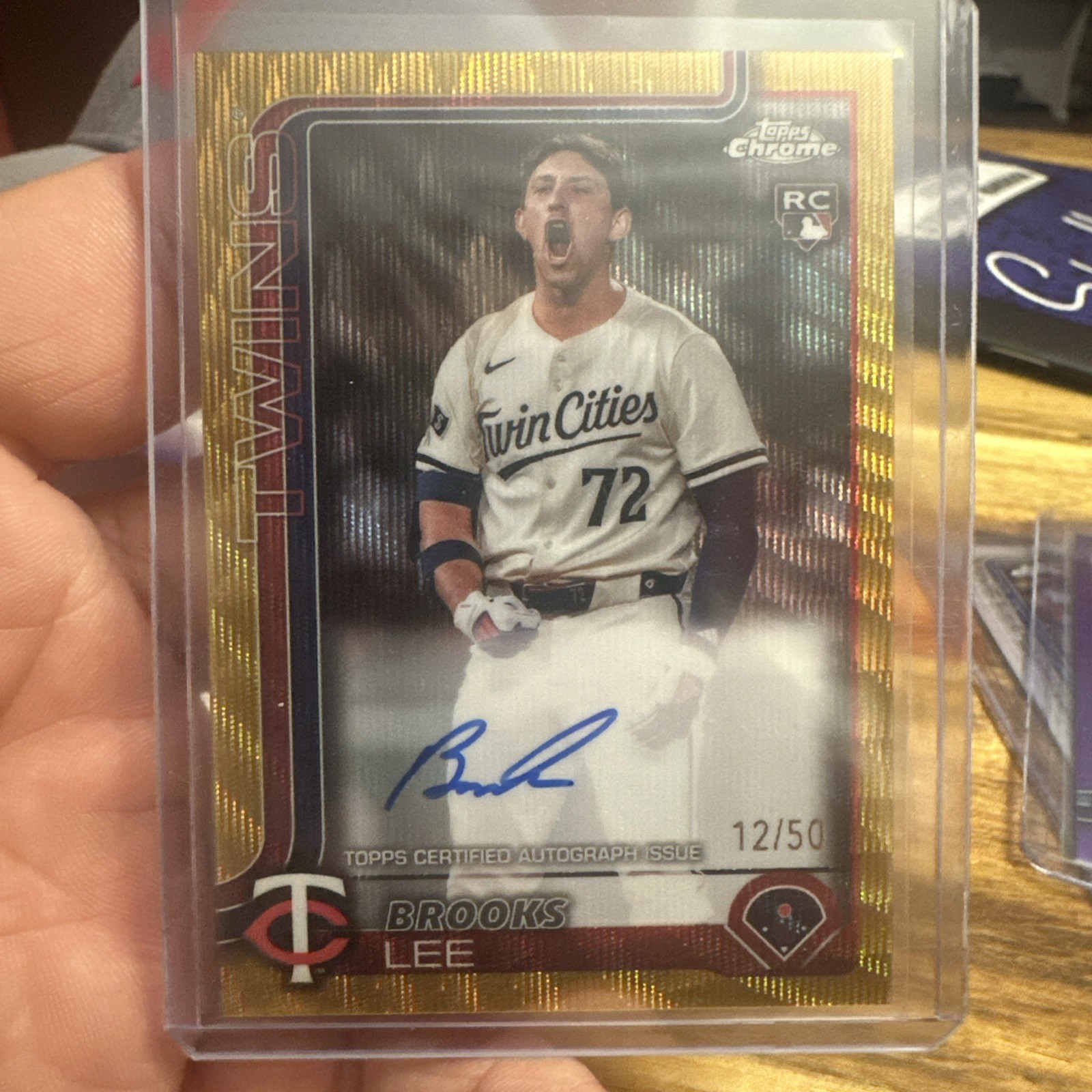 2025 Topps Chrome Brooks Lee RC Auto Rookie Gold Wave Refractor /50 Twins #RA-BL