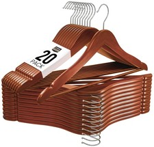 Premium Wooden Hangers 20 Pack - Durable Slim Coat Hanger - Suit Hanger wit...