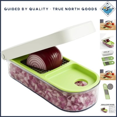 Versatile Vegetable and Fruit Chopper with 2 Cup Base & Interchangeable Blades