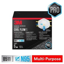NEW! 3M 8511 N95 Particulate Respirator Face Mask 5-Pack