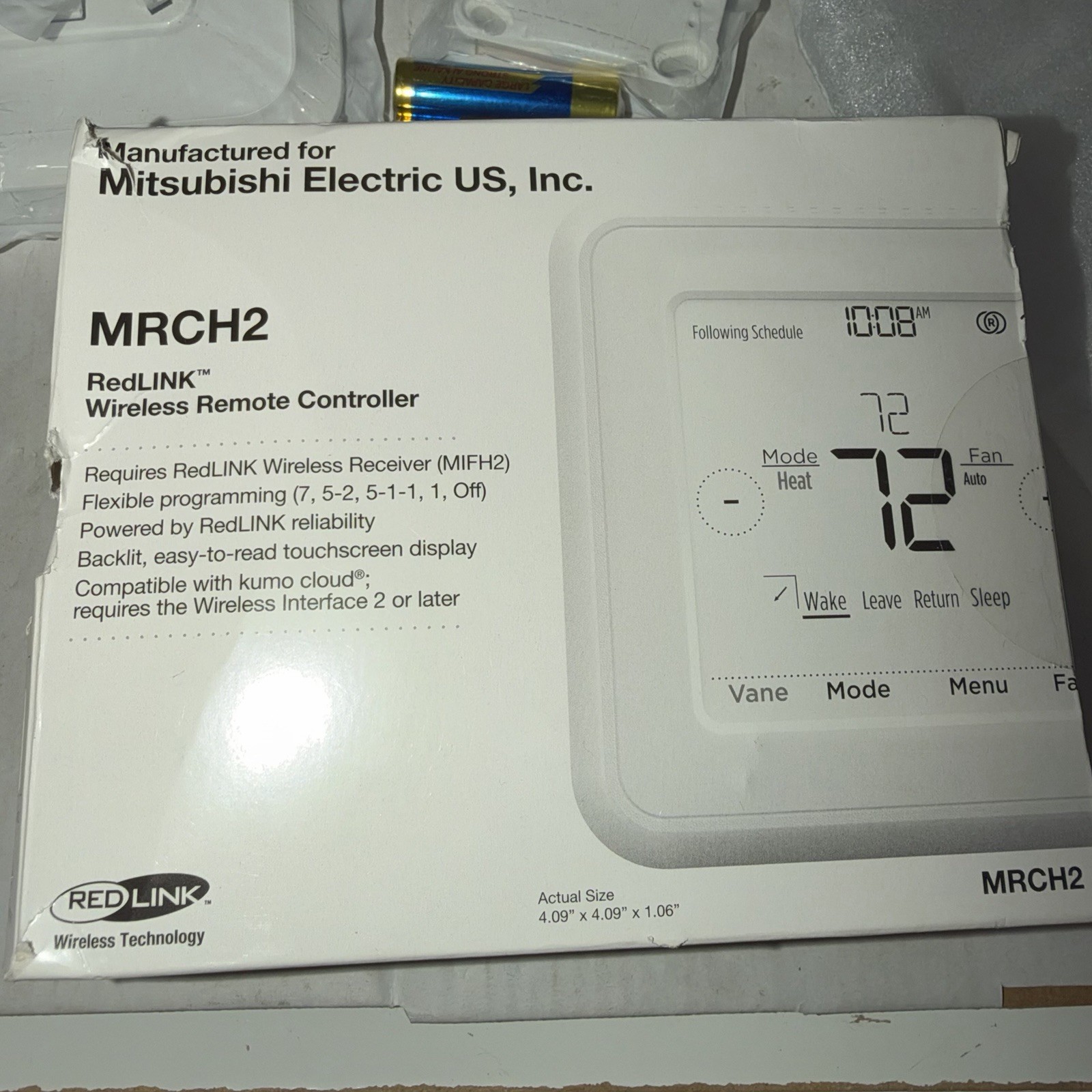 Mitsubishi Electric MRCH2 RedLINK Wireless Thermostat Kit White New Open Box