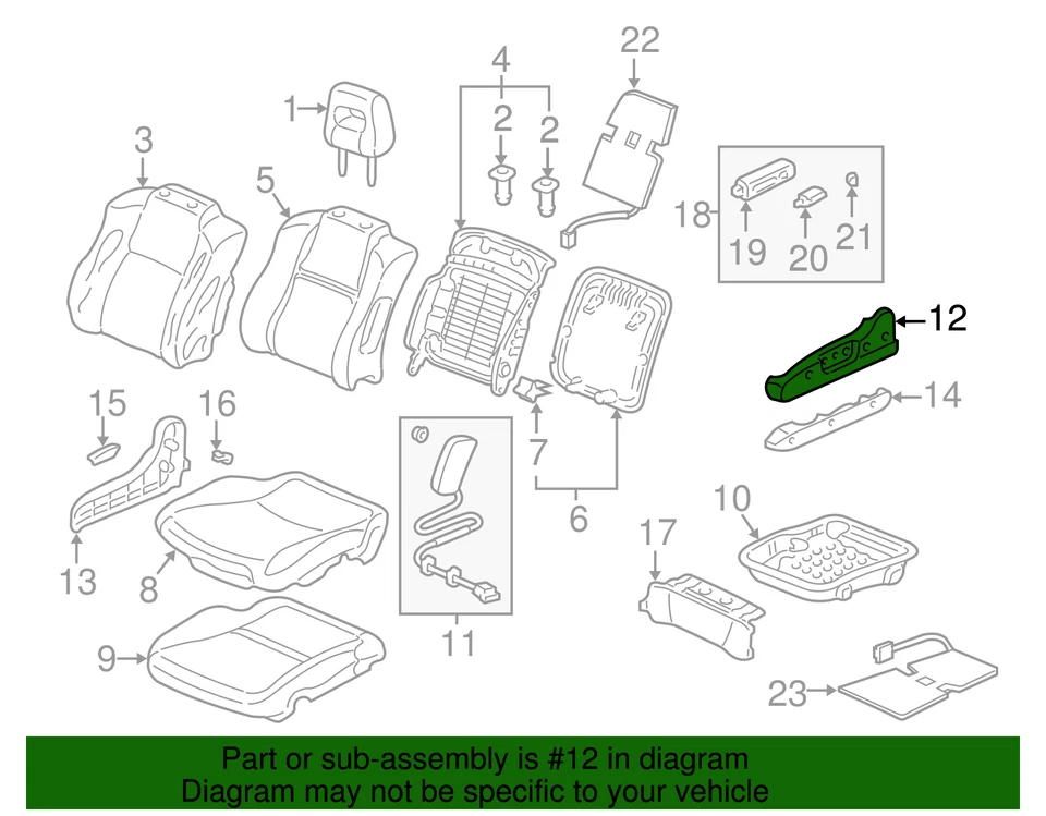 Cubierta reclinable del asiento delantero eléctrico del conductor gris Honda Pilot original Foto 4 de 4