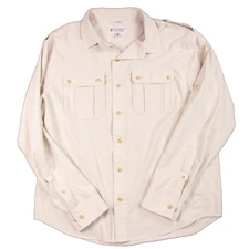 Coolibar Shirt Mens L Cream Camp Gorpcore Outdoor Hiking Sun Protection UPF 50+