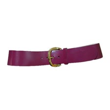 Vintage Women's Leather Belt Purple Brass Buckle 2" Wide 32" Long Calderon 9B59