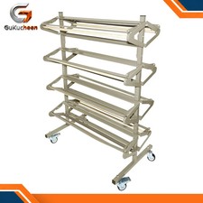8 Roll Mobile Paper Dispenser Rack 36" Paper Holder with Cutting Blade Wheels