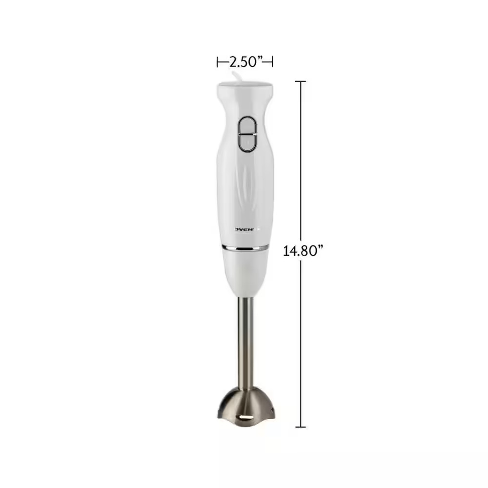 Ovente Immersion Electric Hand Blender with Stainless Steel Blades White HS560W