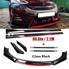 For Honda Insight Front Bumper Lip Spoiler Splitter Side Skirt Glossy Black +Red