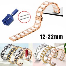 12-22mm Ceramic Watch Band Stainless Steel Bracelet Dual Colors Watch Strap 20mm