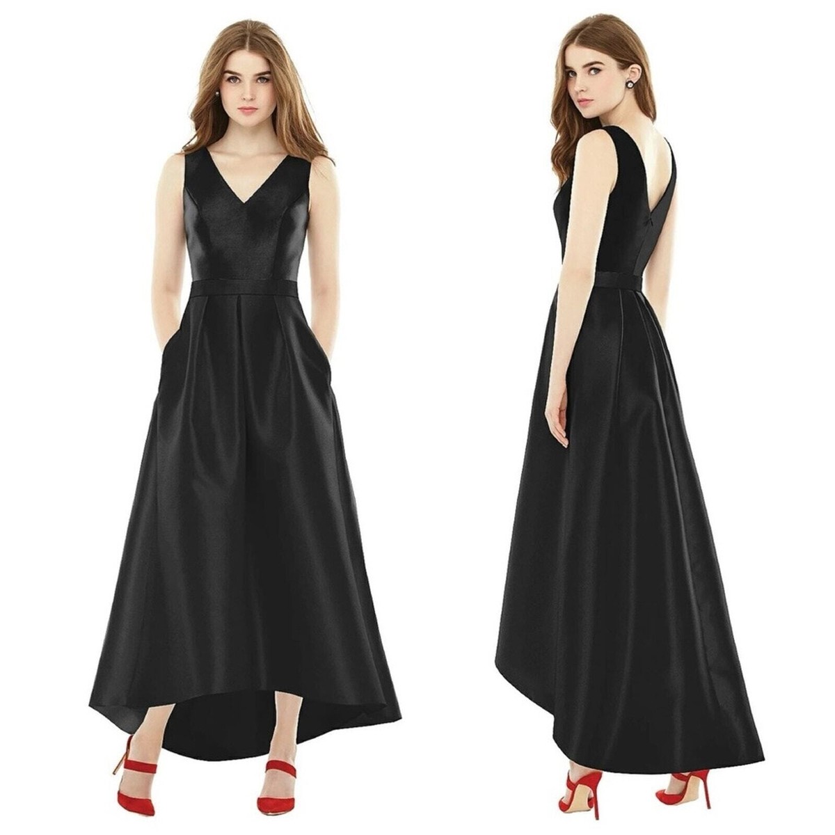 【関税・送料込】ALFRED DRESS | BLACK Alfred Sung Black Evening Dress Gown Pleated High Low, 10 | eBay