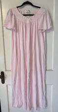 Vintage MISS ELAINE Pink Nylon Nightgown Flutter Sleeve Size M