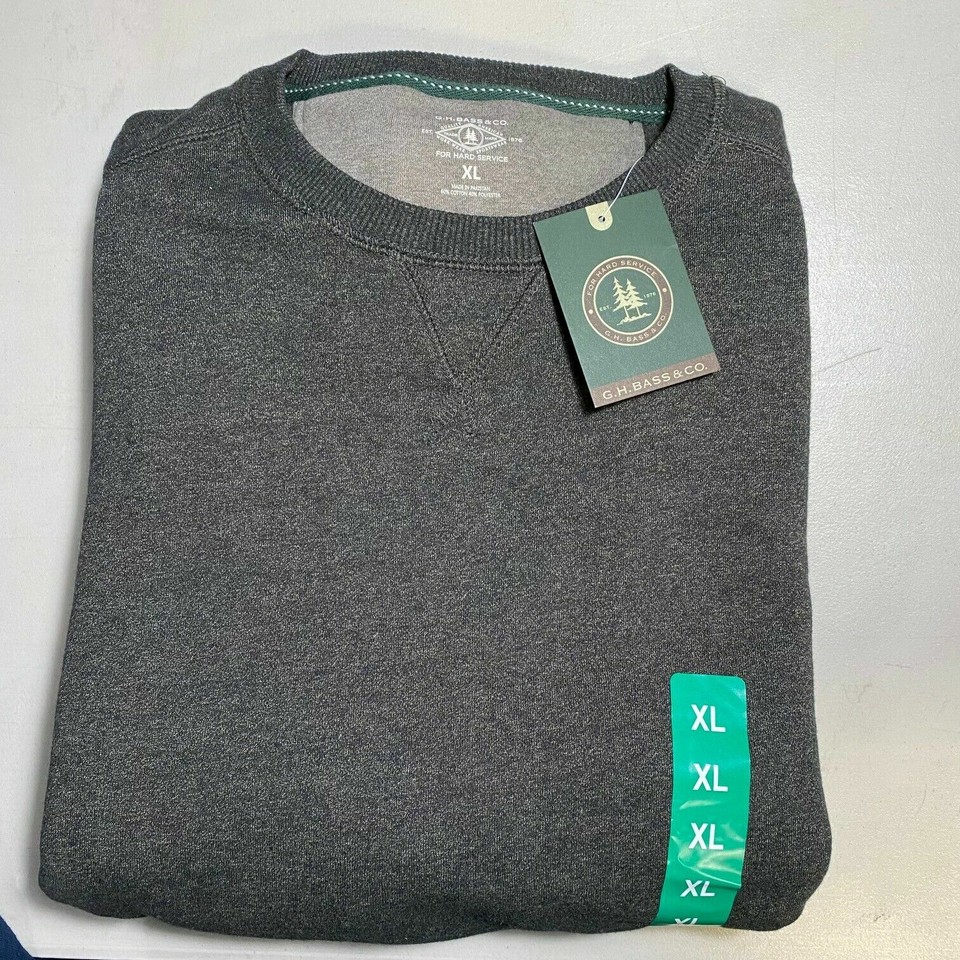 GH Bass & Co. Men’s Pullover Crewneck Fleece Fabric Sweater SOFT HAND ...