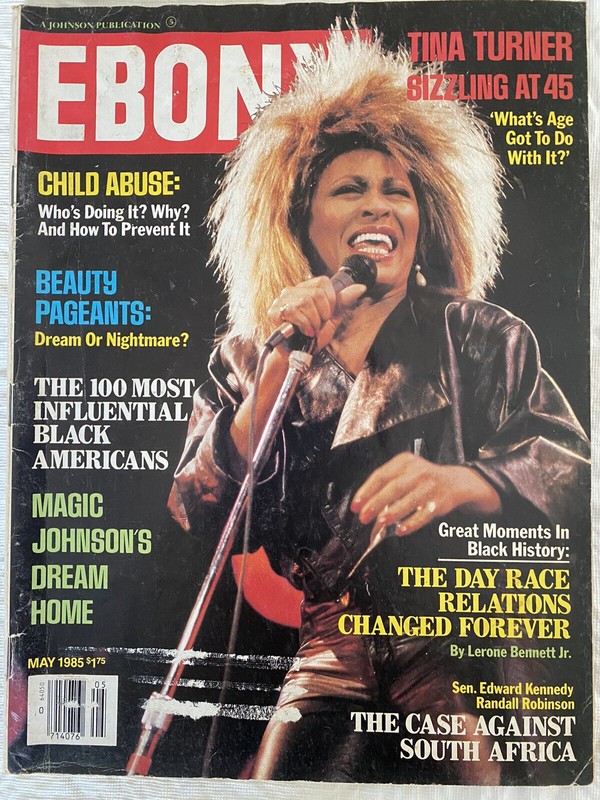 VINTAGE-Ebony Magazine-May 1985, Tina Turner At 45, Magic Johnson’s Dream Home