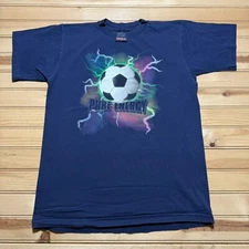 Vintage Big Ball Sports Soccer Feel Power Pure Energy Lightning Shirt XL Youth