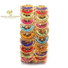 Suprimo Multi Color Bollwyood Diva Metal Bangles Indian Bracelet Women Pack Of 2