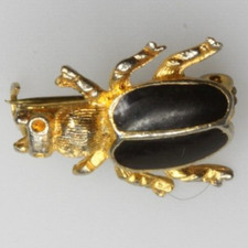 Brosche Käfer Vintage Goldfarben Flügel Schwarz