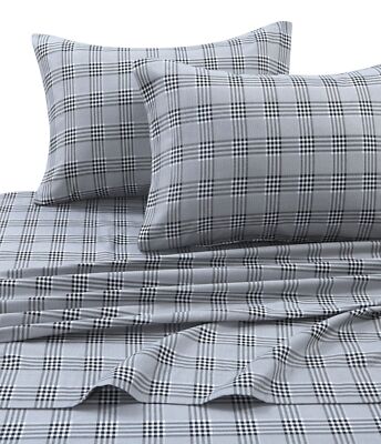 Tribeca Living SAVA200SHEETTW Savannah Plaid Multicolor Flannel Deep Pocket S...