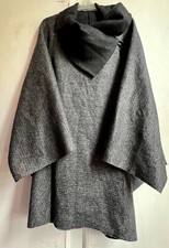 Quirky Oversized *oska* Boiled Wool Grey Collared Cape Poncho Jacket Coat Plus