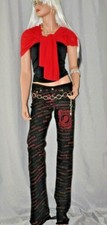 Pants On Fire POW MIA Jeans Black w/red Proudly Made in the USA Los Angeles,CA