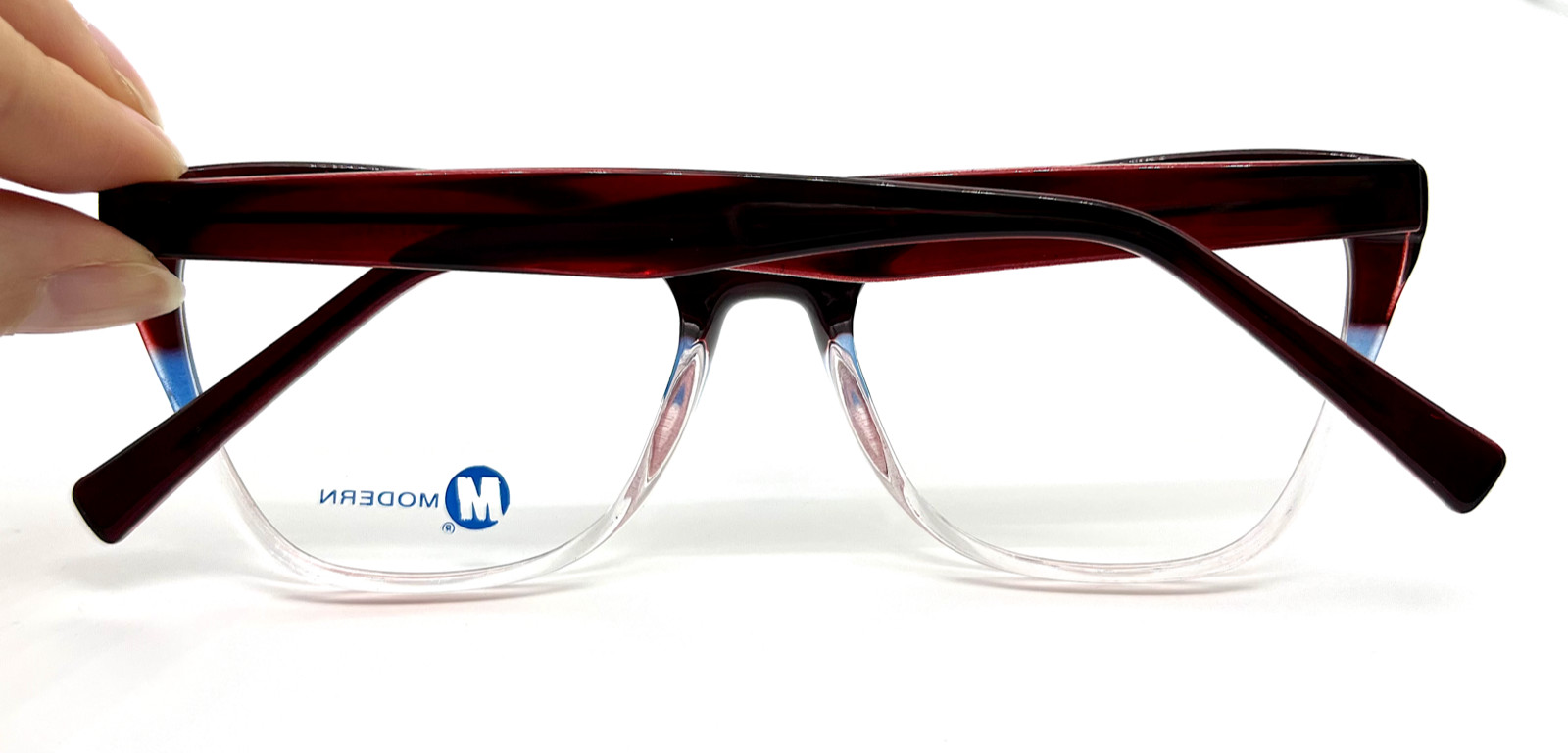 NEW MODERN OPTICAL ARTSY BURGUNDY BLUE CRYSTAL AUTHENTIC EYEGLASSES 54-17-145