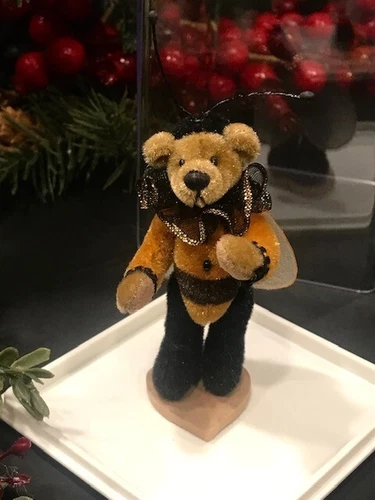 DEB CANHAM VINTAGE LITTLE GEM MINIATURE BUMBLE BEE TEDDY BEAR COLLECTIBLE W/CASE
