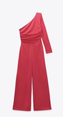 盈月① ZARA WOMAN NWT SS23 MID-BLUE STRAIGHT CUT DENIM JUMPSUIT Sz