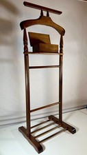 Rare MCM Solid Mahogany Hardwood Men's Valet Butler Suit Stand With Drawer