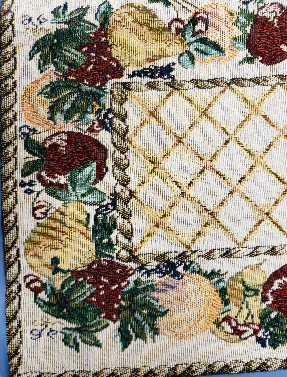 Set of 2 Tapestry KITCHEN Placemats, 13" x 19", FRUITS FRAME 1, H+H
