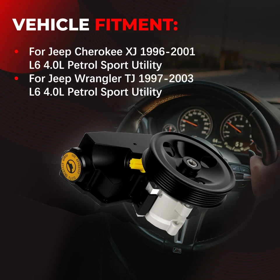 Bomba de dirección asistida 20-38771 para Jeep Cherokee XJ Wrangler TJ L6 1996-2003 4,0 L Foto 2 de 4