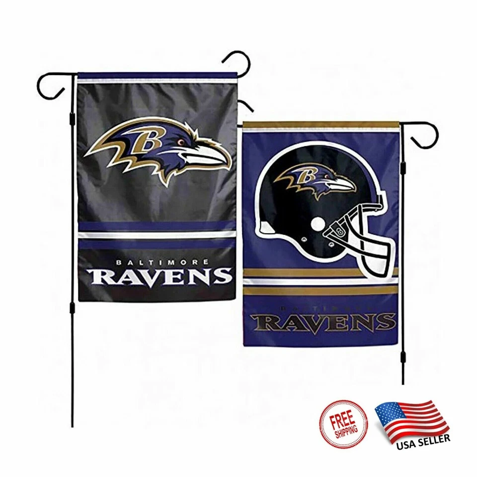 Baltimore Ravens GardenYard Bandera 12 x 18 Ventana Exterior 2 Caras Nuevo Cuervo Foto 3 de 4