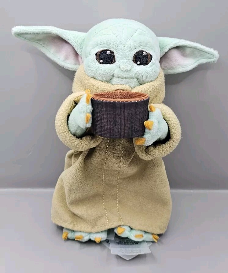Disney The Mandalorian Grogu The Child Baby Yoda With Cup Plush Toy  Star Wars