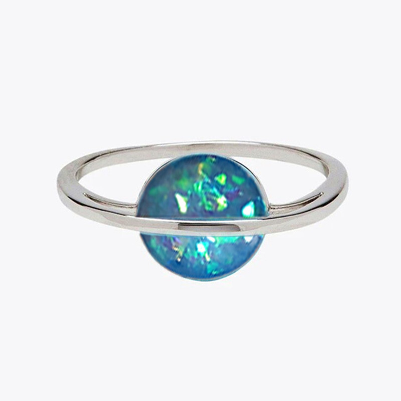 Pretty 925 Silver Filled Rings Fire Opal for Women Wedding Gift