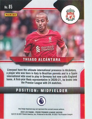 Thiago Alcantara 2021-22 Panini Prizm Premier League Soccer Card 