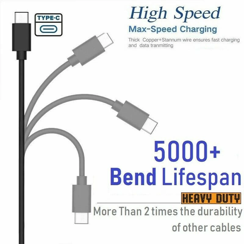 6ft (2M) Type C USB Black PVC Cable For Samsung Galaxy S8 S9 S10 NOTE9 NOTE10,TS - Image 2 of 4