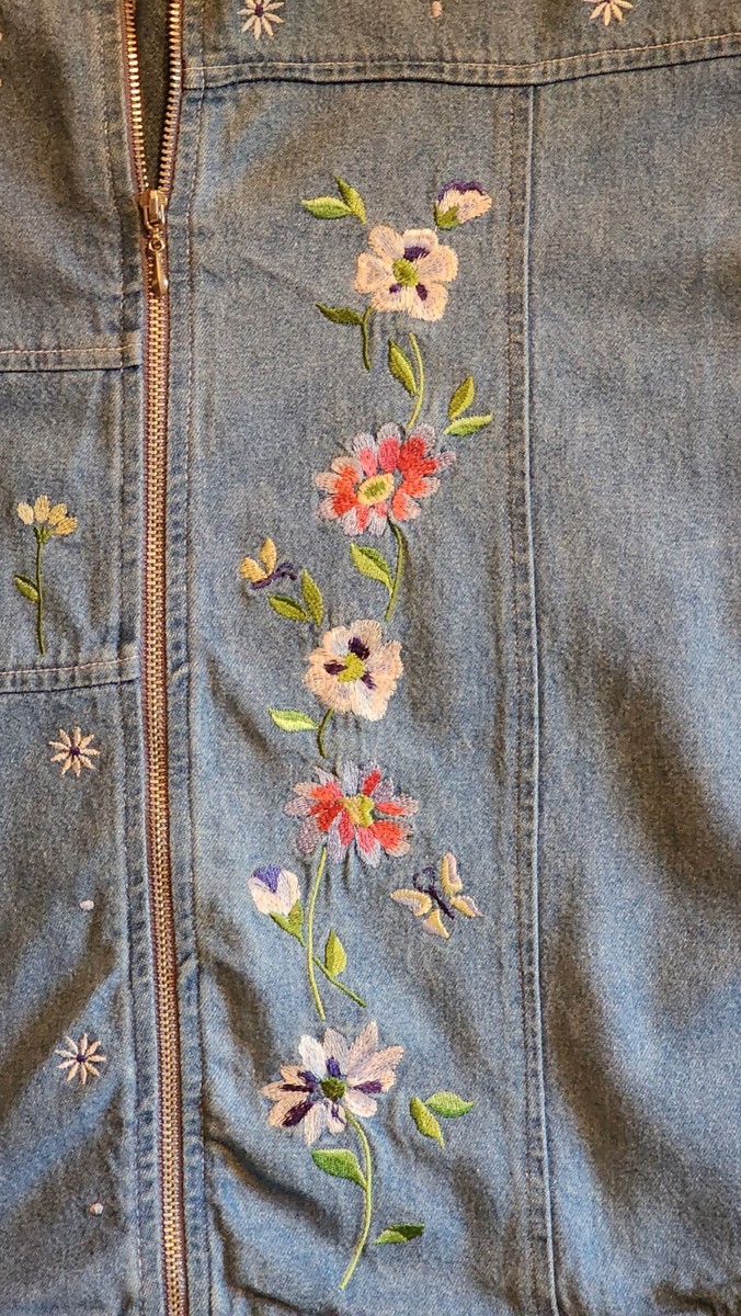 Vintage 80's Teddi Denim Floral Embroidered Jacket | eBay