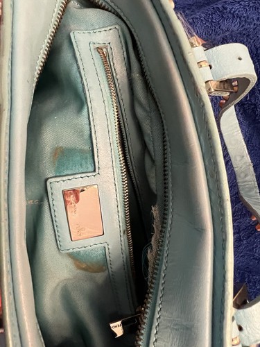 Vintage Fendi handbag (turquoise leather and straw) beutiful design and color - Picture 4 of 6