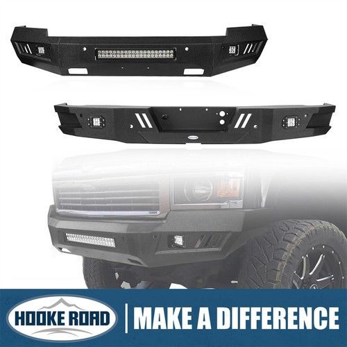 Aftermarket Full-Width Front Bumper w/ Winch Plate & LED Lights For 2016 2017 2018 Silverado 1500 - Hooke Road Aftermarket Full-Width Front Bumper w/ Winch Plate & LED Lights For 2016 2017 2018 Silverado 1500 - Hooke Road