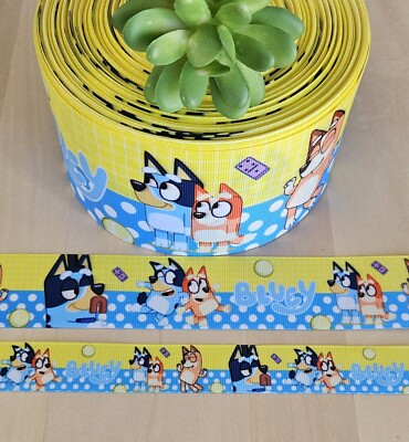 7/8, 1.5 & 3  (1 YD) Blue Dog Grosgrain Ribbon TV Character Ribbon