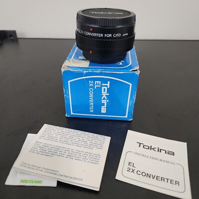 Tokina EL 2 X Converter For C/FD Lens with Box Canon Camera GREAT CONDITION