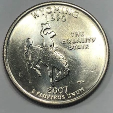2007 D - Wyoming Statehood Quarter Dollar Coin