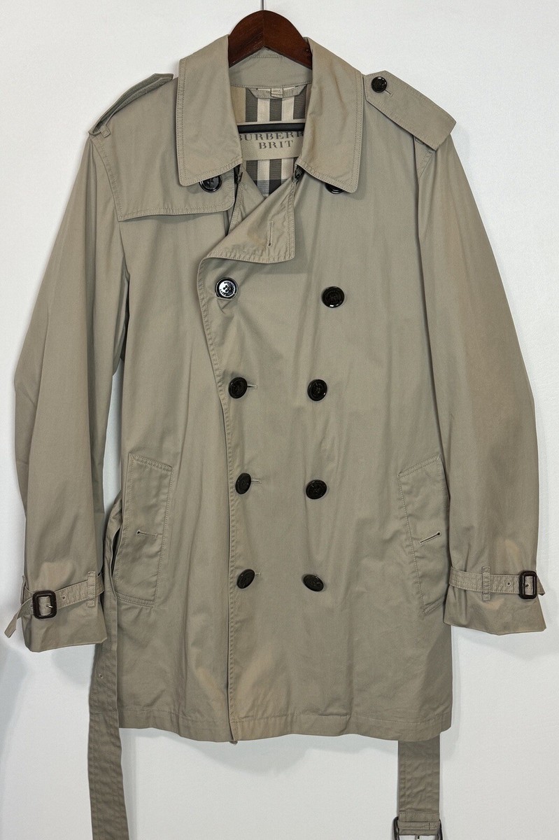 Burberry Brit Men's 100% Cotton Double Breast Trench Coat