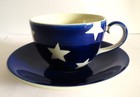 Whittard Of Chelsea Tea Clipper Handpainted Blue & White Stars Cup & Saucer