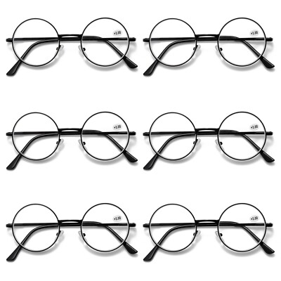 6PK Metal Frame Reading Glasses Blue Light Blocking Spring Hing Readers for Men