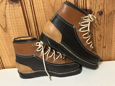 Vintage Bora Leather Ski Boots Cross country trekking Mens 10 Made Indonesia G2