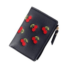 Women's Cute Cherry Embroidered Short Wallet I Trendy Elegant Bifold Wallet