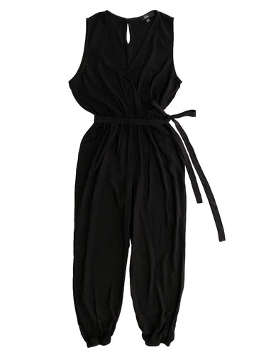 Lulus Take on The Day tuta nera senza maniche jogger crop cintura fiocco donna taglia S - Foto 11 di 21